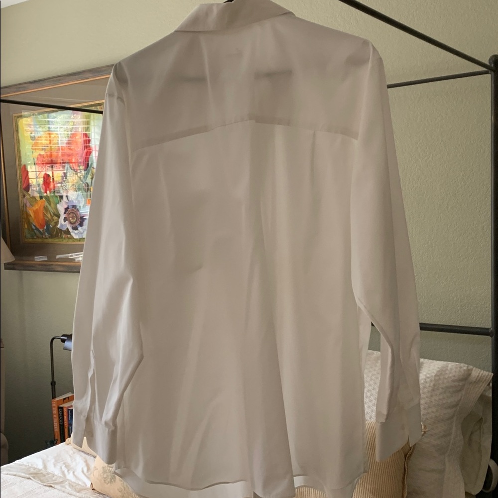 Foxcroft White Shirt with Orange Texas Longhorn Embroidery on collar - Picture 3 of 6